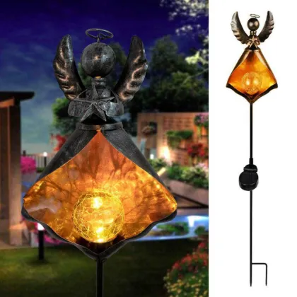 Garden Solar Lights: Crystal Glass Globe and Metal Moon Stake for Outdoor Yard Decor