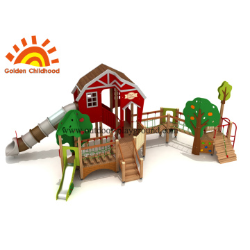 Red Playhouse Outdoor Playground Equipment For Sale