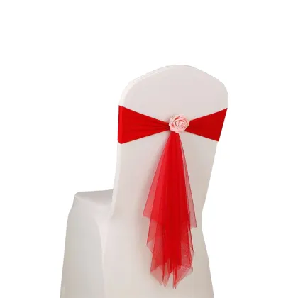 Lavender Pre-Tied Spandex Chair Sash with Flower