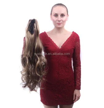 YXCHERISHAIR Factory Sale Multi Color Curly Wave Free Sexy Claw Clip on Ponytail Afro Long Hair Extensions 55cm 22inches