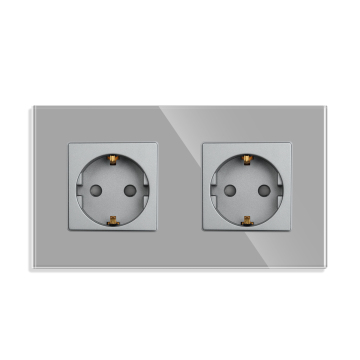Bingoelec 250V European Double Socket with Glass Panel