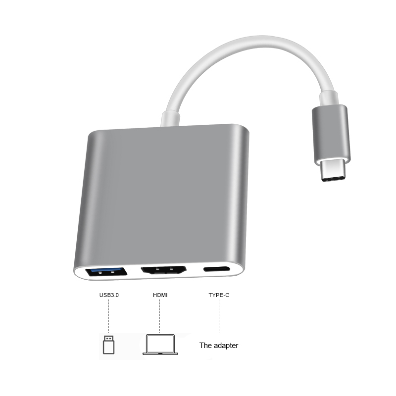 عالية السرعة 3in1 Type-C HUB TO HDMI (4K) + PD + USB3.0