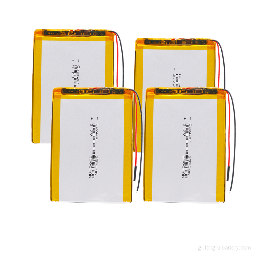 6000mAh 3.7V προσαρμοσμένη μπαταρία Li-Polymer (357095)