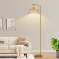 Green glass lampshade adjustable height floor lamp