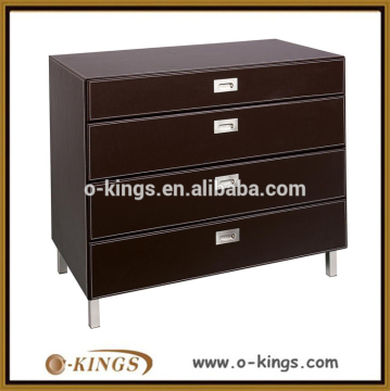Custom-made 4 drawers wooden night stand with metal leg
