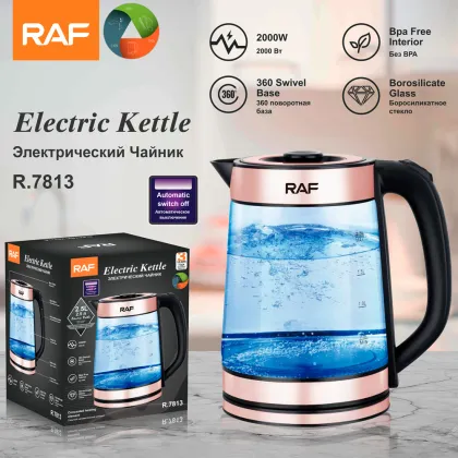 Premium RAF Borosilicate Glass Kettle and Teapot Set - Blue