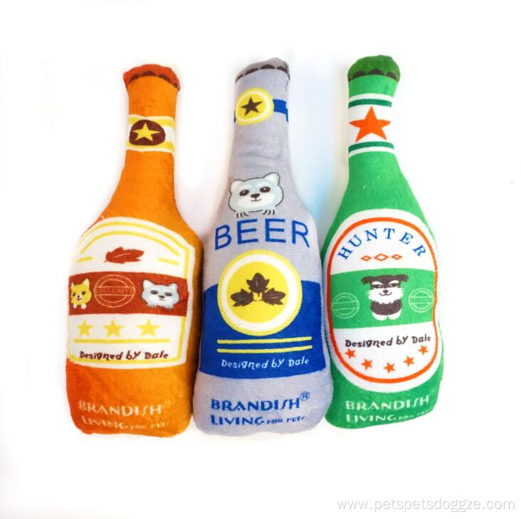 eco friendly beer bottle shape luxury squeaky plush