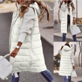 Womens Thick Hooded Sleeveless Long Coats Jacket