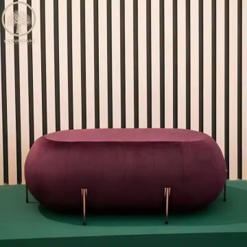 Velvet Tufted Footstool Chair with Footrest for Modern Bedroom and Living Room Comfort