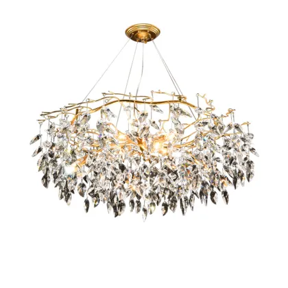 Modern Luxury Gold Crystal Chandelier with Murano Glass and K9 Crystals