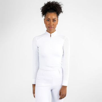 Latest Full Mesh Long Sleeve Women Equestrian Show Shirts