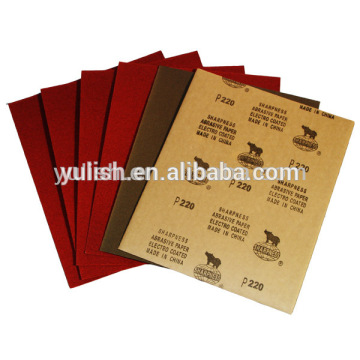 electro coated sand paper with ALOX/Garnet/SC abrasives