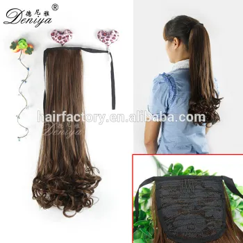 Deniya stock curly mix color synthetic ponytail easy wear hair extension