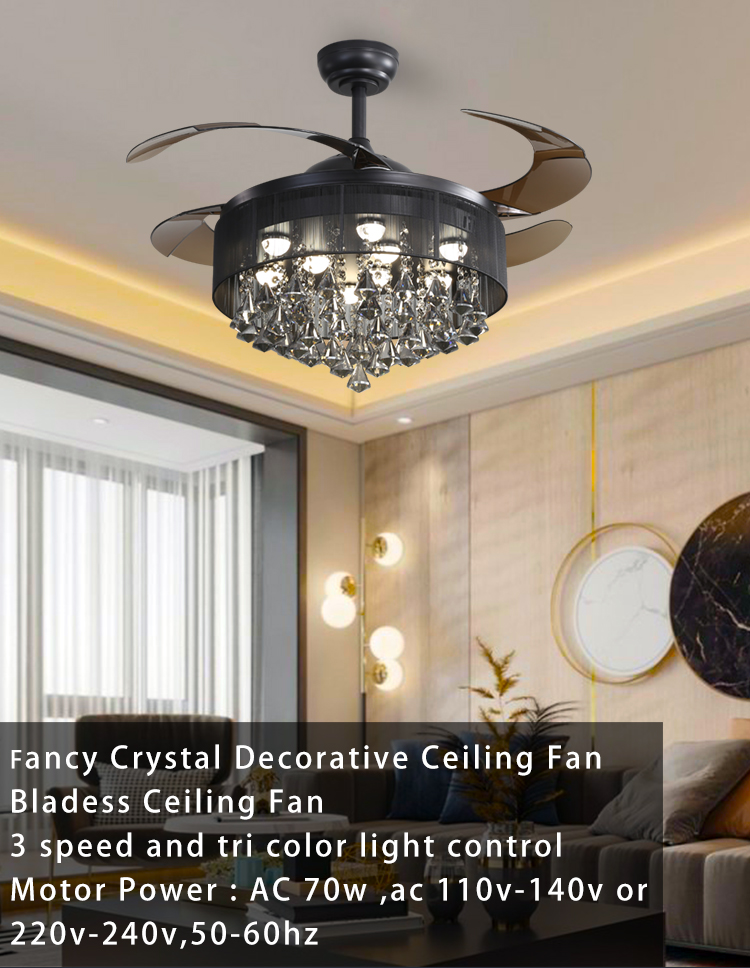 Black Retractable Ceiling Fan