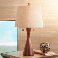 Modern Hourglass Table Lamp Warm Brown Wood