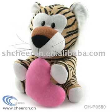 Stuffed Tiger Toy with pink heart