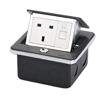 Waterproof Qmark Socket: Toughened Glass Panel Pop-up Floor Power Box with RJ45 Grounding and Soft Slowly Pop-Up Feature