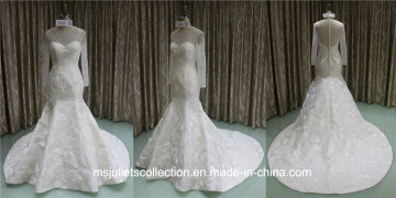 Double-Sleeve Silver Lace Embroidery Wedding Dress (MJC1411-26)