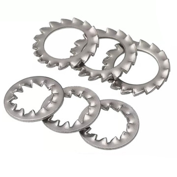Zinc Plated Steel Serrated Lock Washers in M3, M4, M5, M6, M8, M10 Sizes: Internal and External Teeth