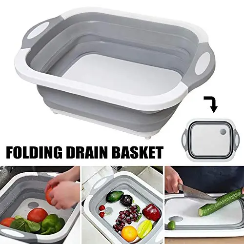 Multi-Function Folding Cutting Board Drain Basket