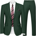 WYWK 2 Piece Men's Suit Wedding Party-Dark Green-XS