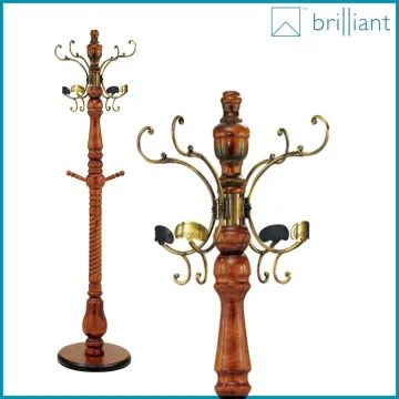 Y-2102 Eucalyptus wood with Zinc alloy coat hanger stand(main)