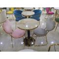 Coffee Table And Chairs Nordic Style Iron Metal Frame Velvet Dining Chair Factory