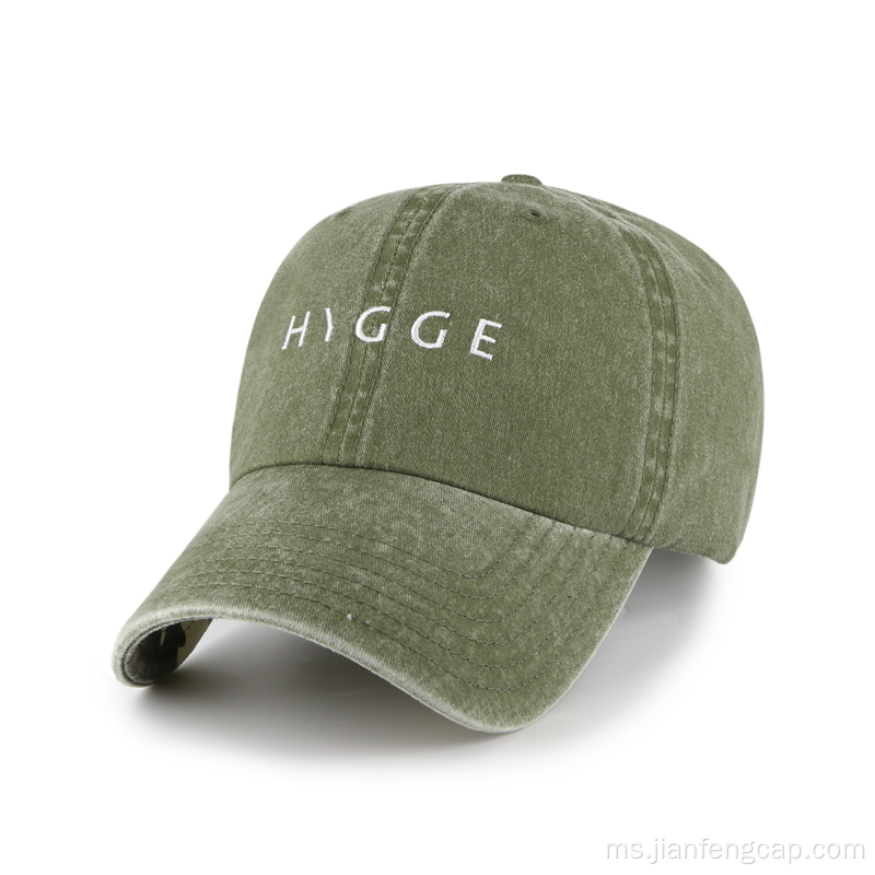 Topi ayah Pigmen celup dicuci Logo kustom