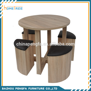 Nature Oak round dining table with 4 stools/wooden dining table set