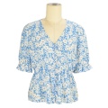 moda verão boho floral babado blusa camisa blusa feminina casual para meninas