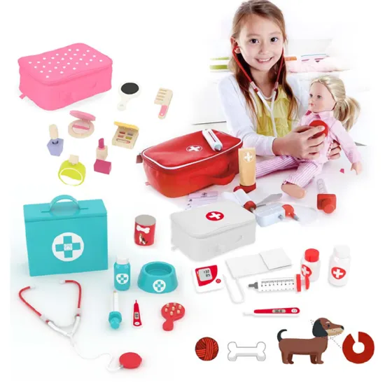 Wooden Pretend Doctor Bag Kit for Kids - Children's Education Toy Medicine Box