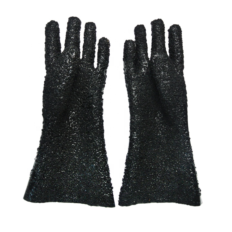 Guantes recubiertos de PVC negro con chips de PVC