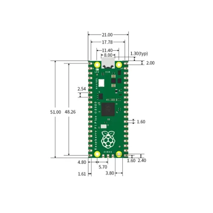 RP2040 Microcontroller Chip - Raspberry Pi Pico Development Board with Digital Ports
