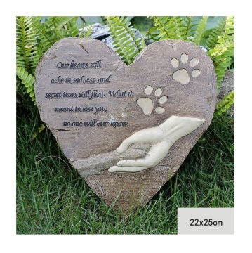 Pedra de cães em forma de coração de jardim por atacado Pedra Memorial Pet Memorial Stone