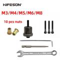 Hand Rivet Nut Gun Head with 10PCS Nuts Simple Rivet Nut Installation Manual Riveter Nut Tool Accessory for Nuts M3 M4 M5 M6 M8