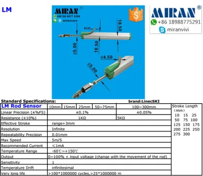 LM 40mm~75mm resistance output stroke Mini rod type linear potentiometers for footwear machines LinecSKI Brand