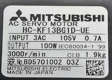 HC-KF13BG1D-UE Mitsubishi 100W Waterproof Servo Motor