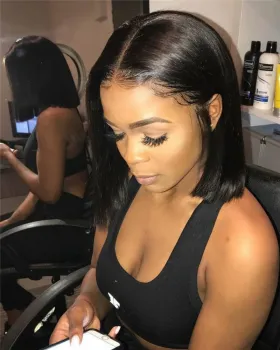 Wholesale Transparent  Lace Bob Human Hair Lace Frontal Wigs For Black Women Brazilian Virgin Hair Lace Front Wig