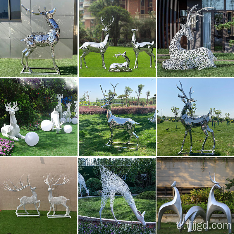 Paslanmaz çelik heykel geyik şekli