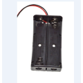 2 slot aa plástico de bateria caixa de caixa com cabos de arame