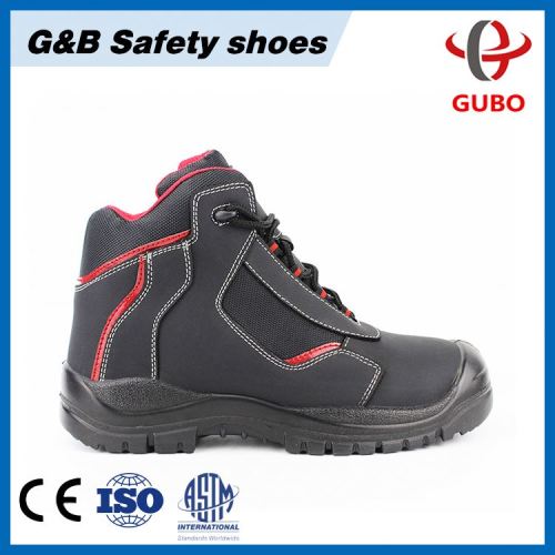 2017 new comfortable CE certification leather steel toe pu sole black high ankle military boots