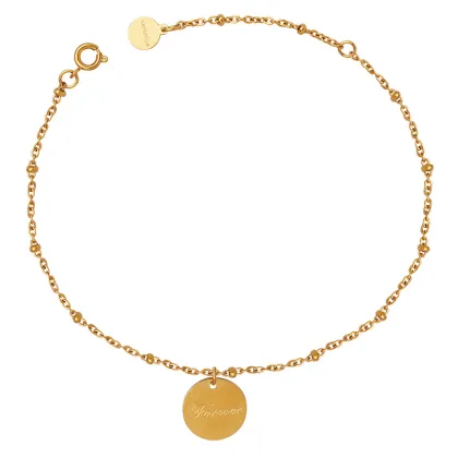 New Arrival: Gold Plated Stainless Steel Forever Letter Coin Bracelet and Titanium Steel Round Tag Chains Bracelet