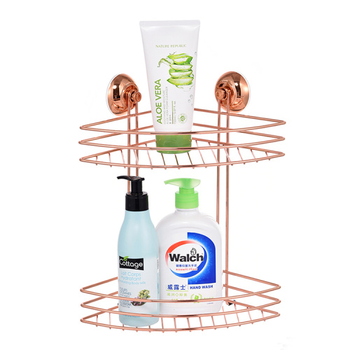 suction cup rose gold shower rack corner caddy