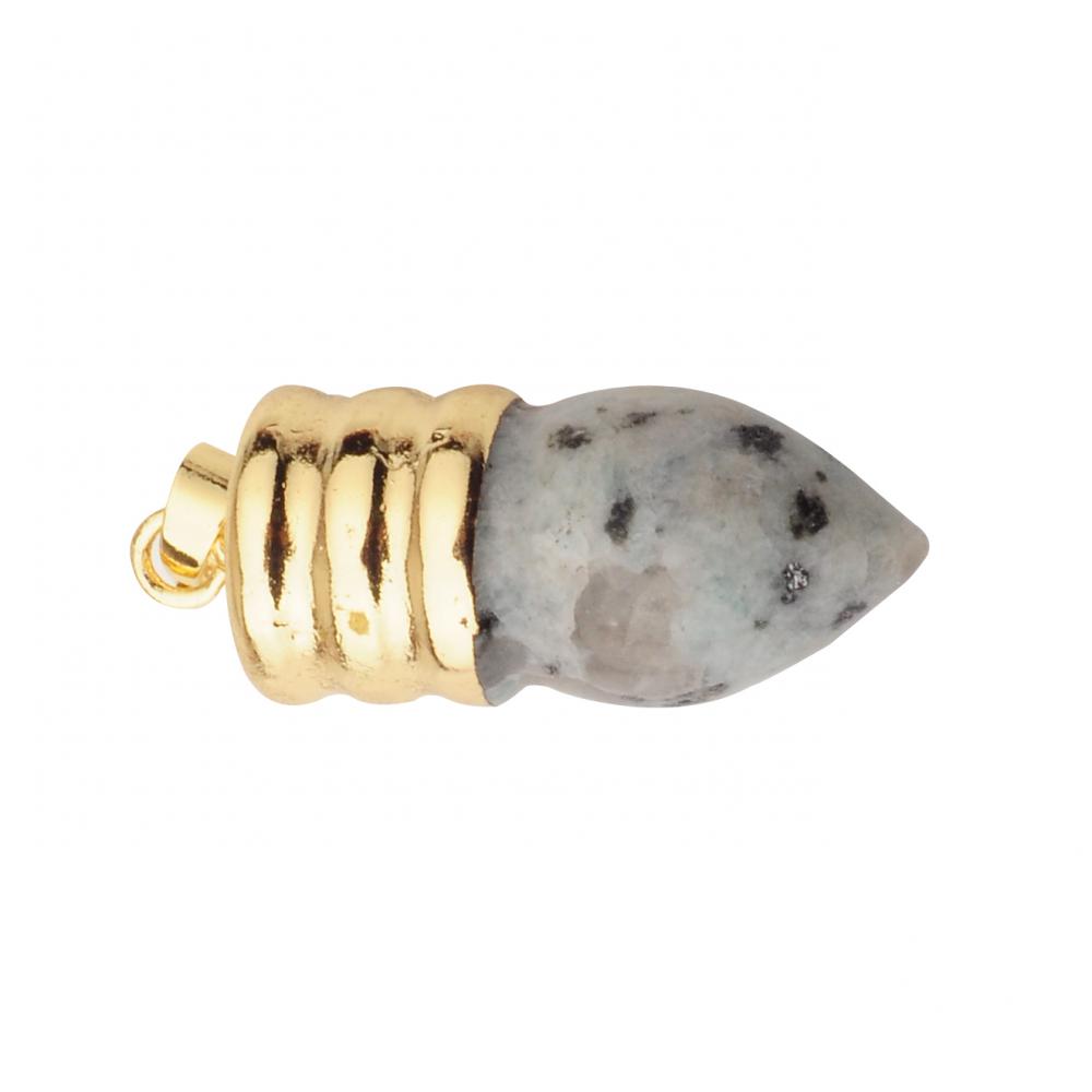 Bombilla de lámpara natural Dalmation Jasper Crystal Pendant Gold plateado