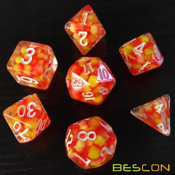 Bescon Firey Pearl Polyedrisches Würfelset, Fire Pearl Poly RPG Würfelset mit 7 Stück