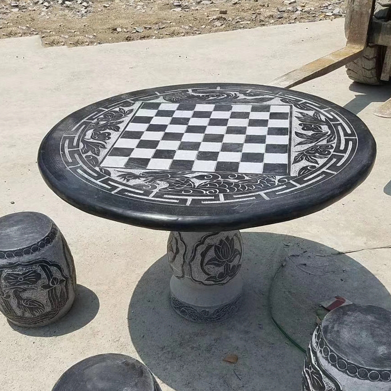 Stone Garden Decorated With Peony Stone Table