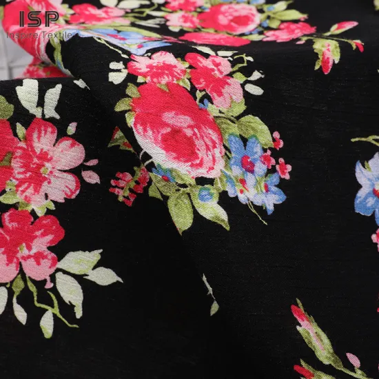 Good Quality Crinkle Floral Woven Printed Viscose Fabric