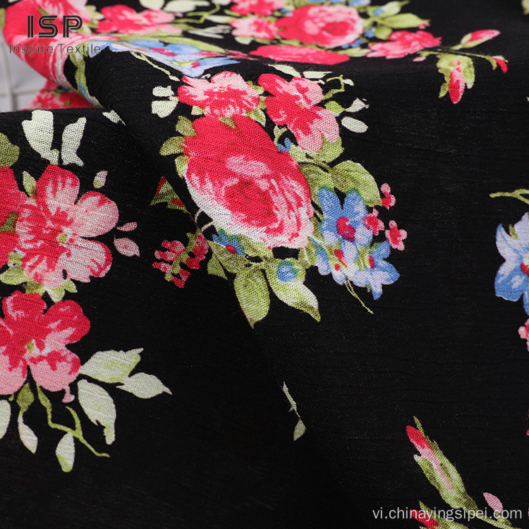 Chất lượng tốt Crinkle Floral Woven in Vải Viscose