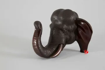 Bronze elephant head wall statue
