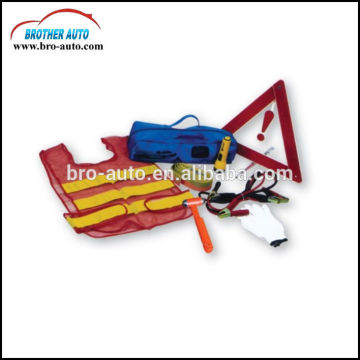 Roadside 10pcs multifunctional auto Emergency tool Kit with warning triangle reflective vest